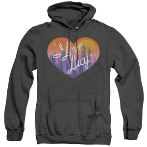 AN OFFCIALLY LICENSED I LOVE LUCY HEART OF THE CITY ADULT UNISEX HEATHER PULLOVER HOODIE BLACK