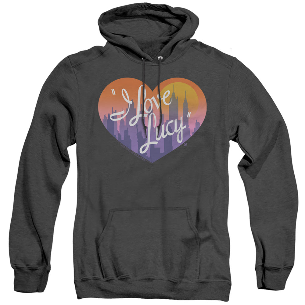 AN OFFCIALLY LICENSED I LOVE LUCY HEART OF THE CITY ADULT UNISEX HEATHER PULLOVER HOODIE BLACK