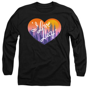 AN OFFCIALLY LICENSED I LOVE LUCY HEART OF THE CITY MEN'S LONG SLEEVE T-SHIRT BLACK
