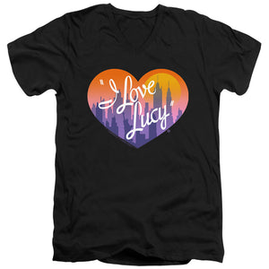 AN OFFCIALLY LICENSED I LOVE LUCY HEART OF THE CITY MEN'S V-NECK T-SHIRT BLACK