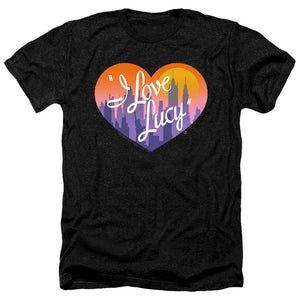 AN OFFCIALLY LICENSED I LOVE LUCY HEART OF THE CITY MEN'S HEATHER T-SHIRT CHARCOAL