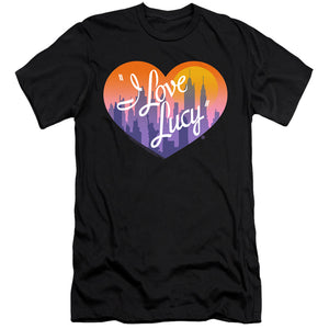AN OFFCIALLY LICENSED I LOVE LUCY HEART OF THE CITY MEN'S PREMIUM SLIM FIT T-SHIRT BLACK
