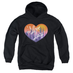 AN OFFCIALLY LICENSED I LOVE LUCY HEART OF THE CITY YOUTH HOODIE BLACK