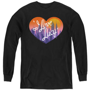 AN OFFCIALLY LICENSED I LOVE LUCY HEART OF THE CITY YOUTH LONG SLEEVE T-SHIRT BLACK