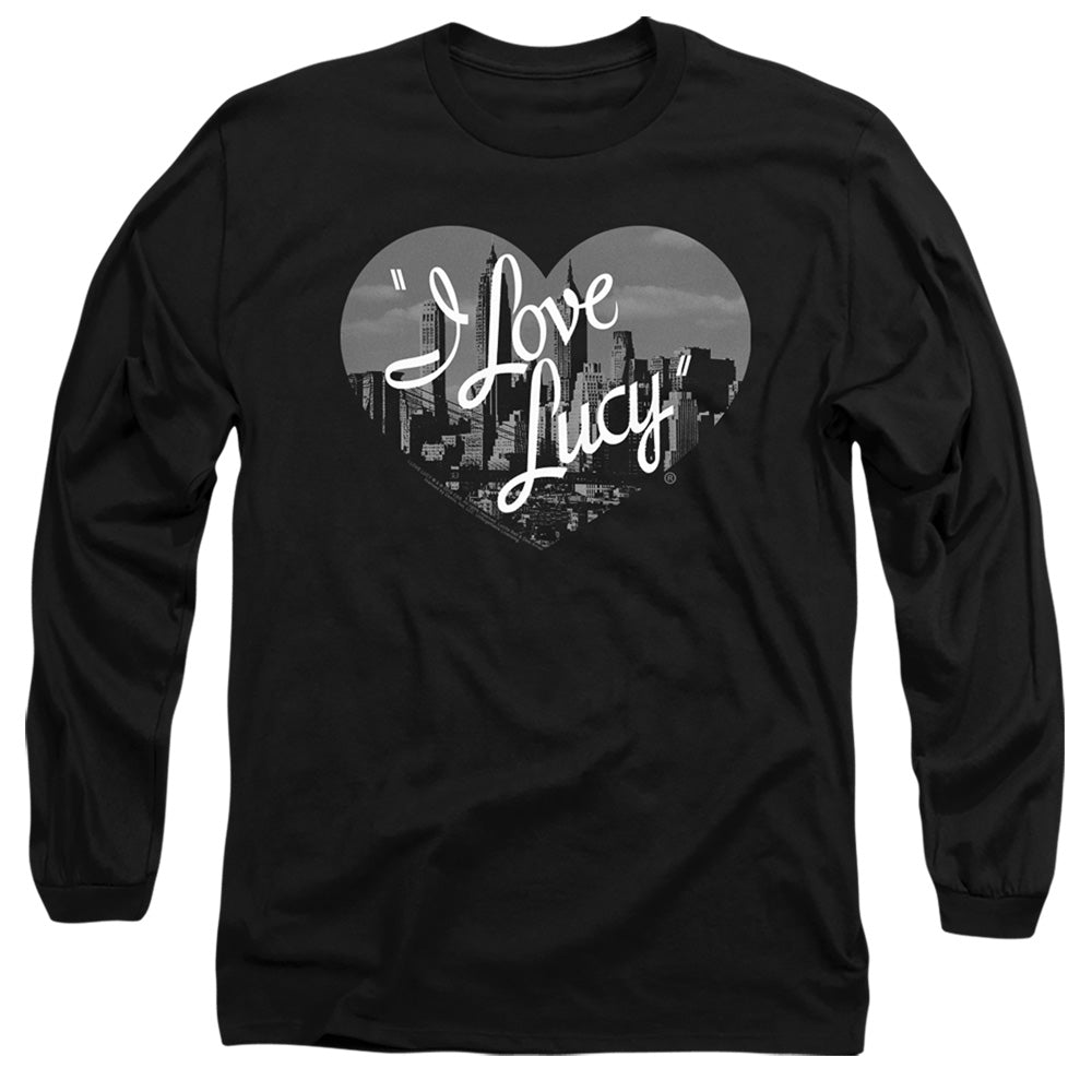 AN OFFCIALLY LICENSED I LOVE LUCY NOSTALGIC CITY MEN'S LONG SLEEVE T-SHIRT BLACK
