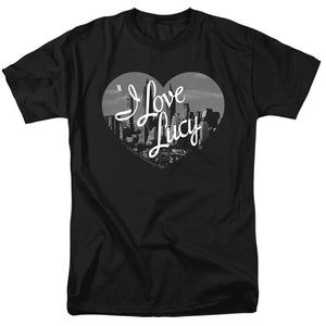 AN OFFCIALLY LICENSED I LOVE LUCY NOSTALGIC CITY MEN'S REGULAR FIT T-SHIRT BLACK
