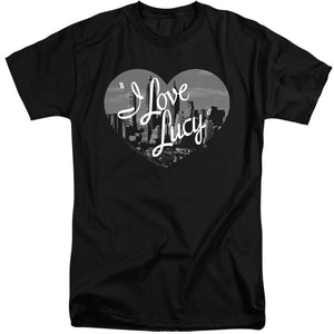 AN OFFCIALLY LICENSED I LOVE LUCY NOSTALGIC CITY MEN'S TALL FIT T-SHIRT BLACK