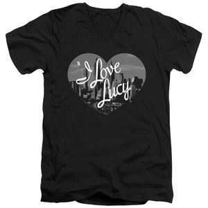 AN OFFCIALLY LICENSED I LOVE LUCY NOSTALGIC CITY MEN'S V-NECK T-SHIRT BLACK