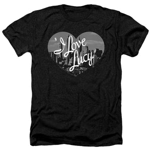 AN OFFCIALLY LICENSED I LOVE LUCY NOSTALGIC CITY MEN'S HEATHER T-SHIRT CHARCOAL