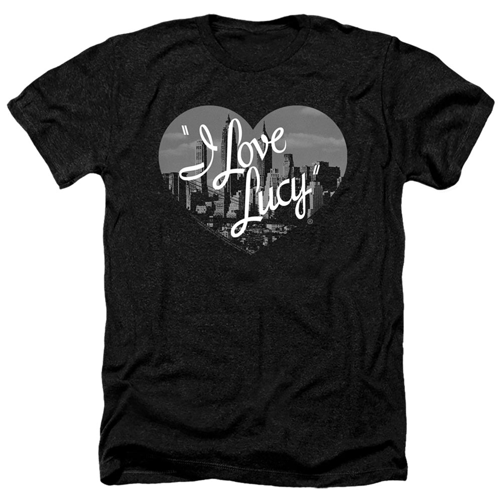 AN OFFCIALLY LICENSED I LOVE LUCY NOSTALGIC CITY MEN'S HEATHER T-SHIRT CHARCOAL