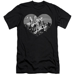 AN OFFCIALLY LICENSED I LOVE LUCY NOSTALGIC CITY MEN'S PREMIUM SLIM FIT T-SHIRT BLACK