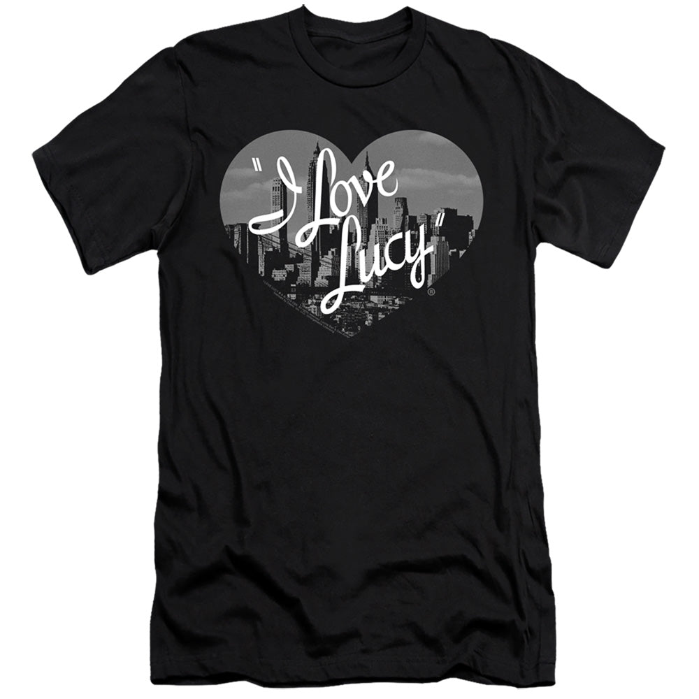 AN OFFCIALLY LICENSED I LOVE LUCY NOSTALGIC CITY MEN'S PREMIUM SLIM FIT T-SHIRT BLACK