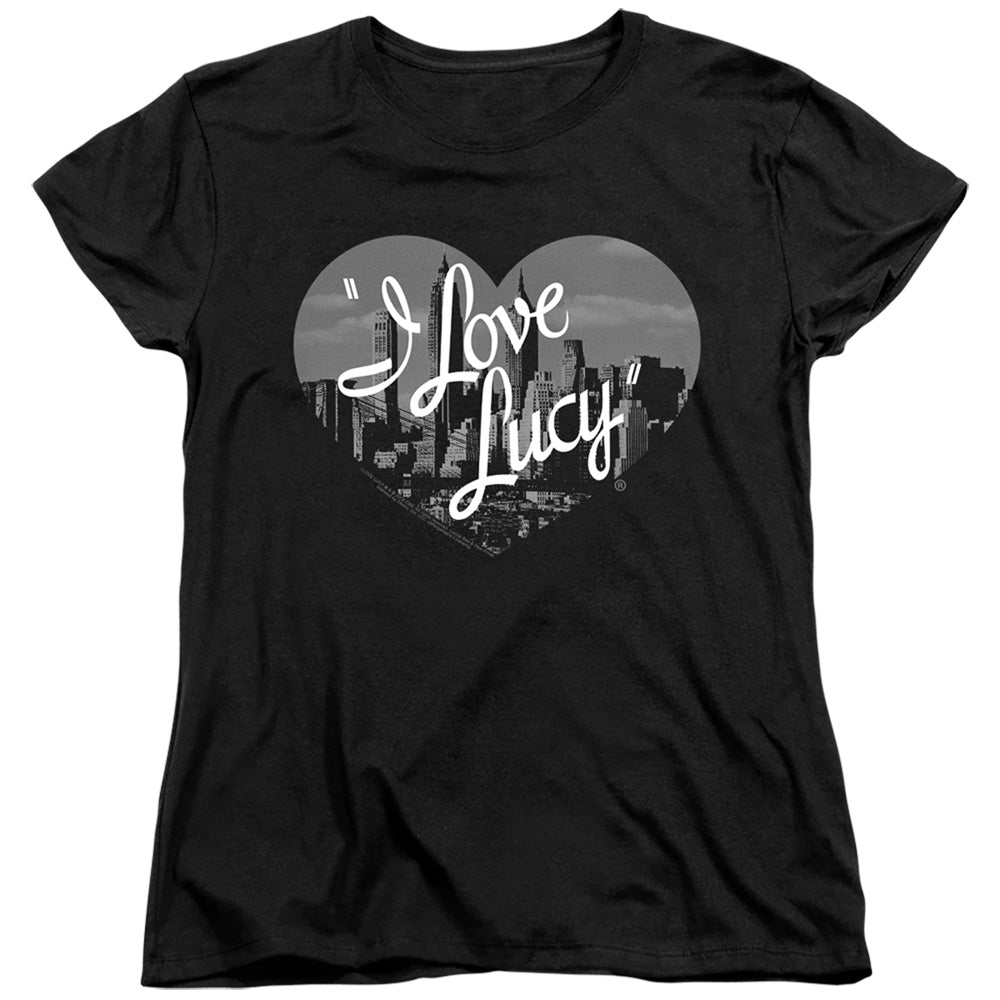 AN OFFCIALLY LICENSED I LOVE LUCY NOSTALGIC CITY WOMEN'S REGULAR FIT T-SHIRT BLACK