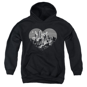 AN OFFCIALLY LICENSED I LOVE LUCY NOSTALGIC CITY YOUTH HOODIE BLACK