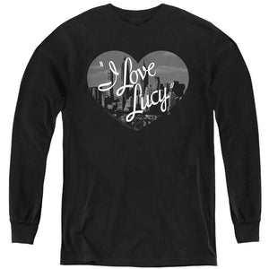 AN OFFCIALLY LICENSED I LOVE LUCY NOSTALGIC CITY YOUTH LONG SLEEVE T-SHIRT BLACK