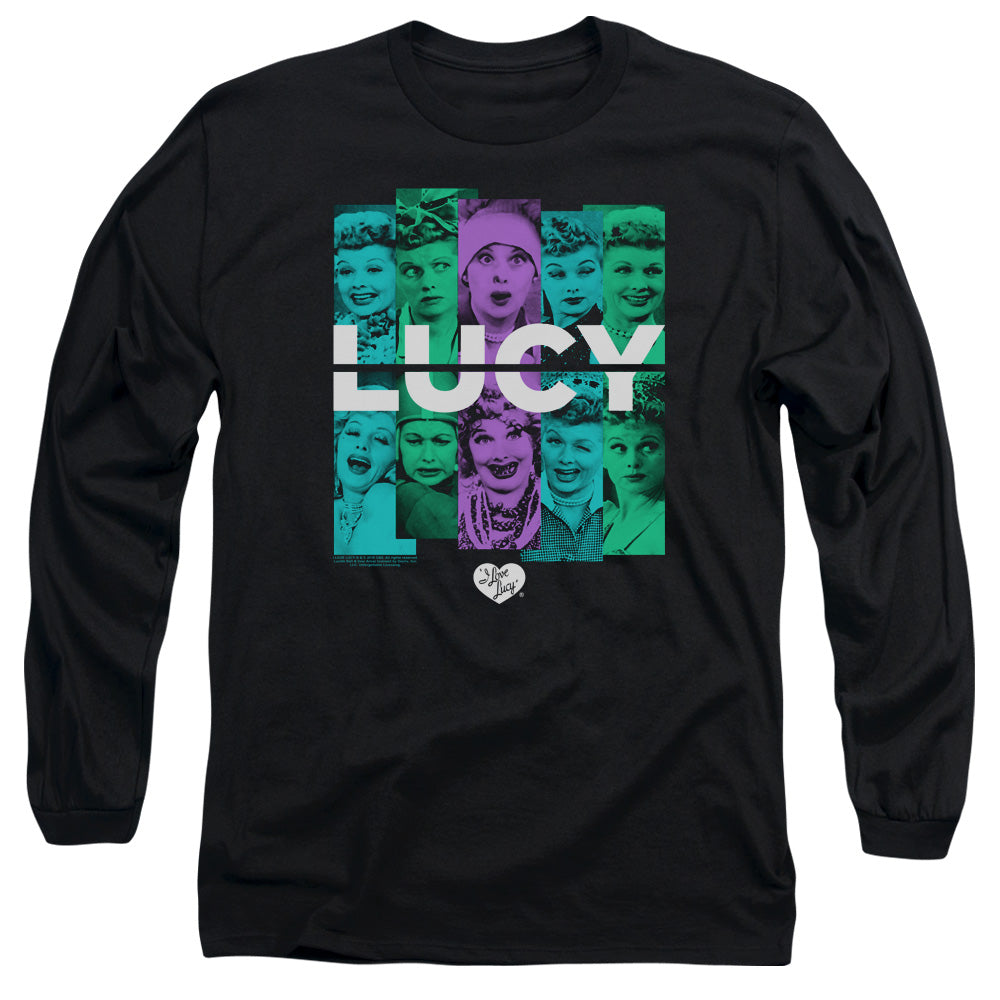 AN OFFCIALLY LICENSED I LOVE LUCY SHADES OF LUCY MEN'S LONG SLEEVE T-SHIRT BLACK