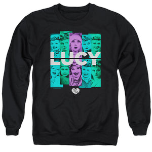 AN OFFCIALLY LICENSED I LOVE LUCY SHADES OF LUCY ADULT UNISEX CREWNECK SWEATSHIRT BLACK
