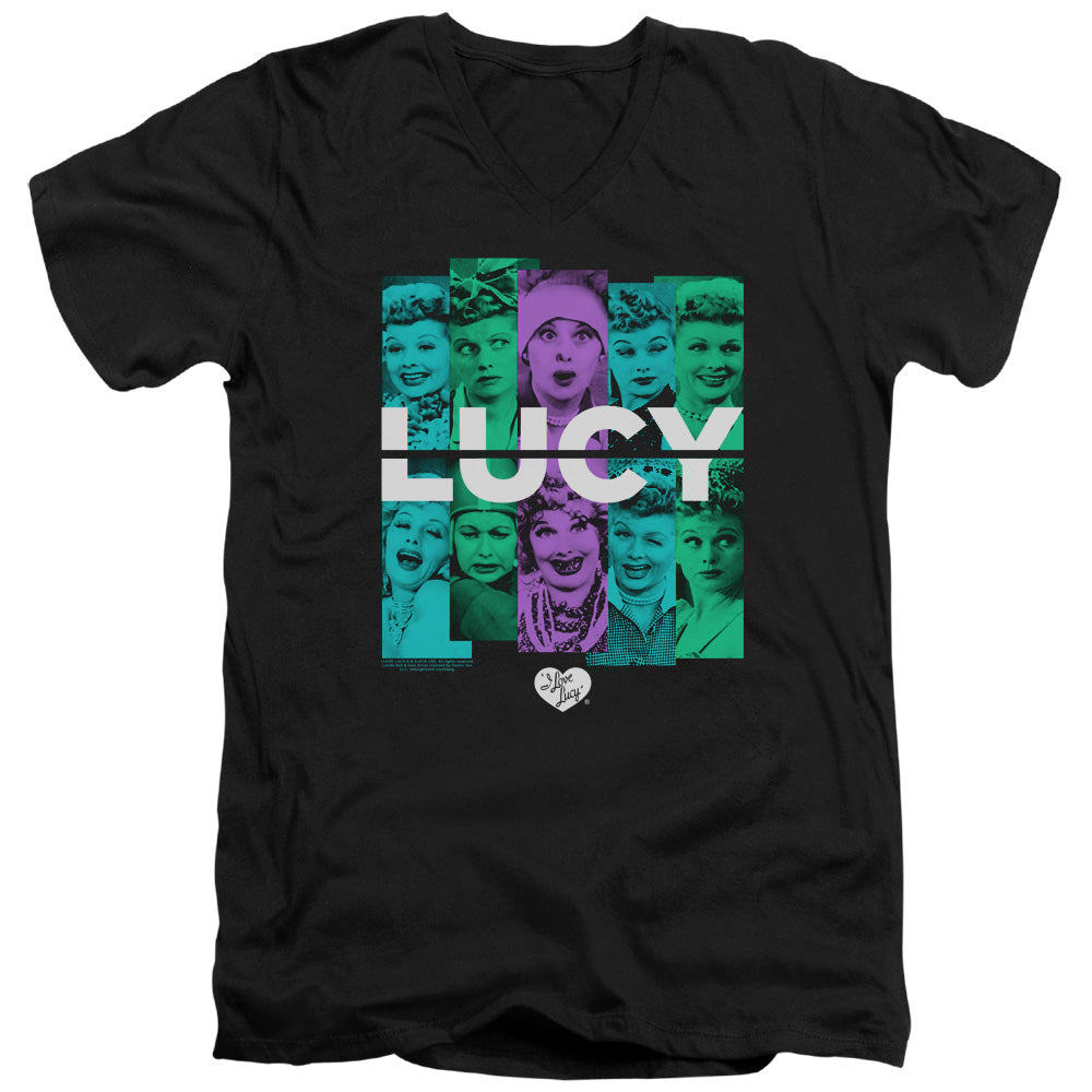 AN OFFCIALLY LICENSED I LOVE LUCY SHADES OF LUCY MEN'S V-NECK T-SHIRT BLACK