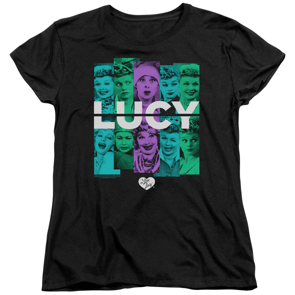 AN OFFCIALLY LICENSED I LOVE LUCY SHADES OF LUCY WOMEN'S REGULAR FIT T-SHIRT BLACK