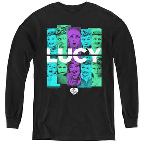 AN OFFCIALLY LICENSED I LOVE LUCY SHADES OF LUCY YOUTH LONG SLEEVE T-SHIRT BLACK