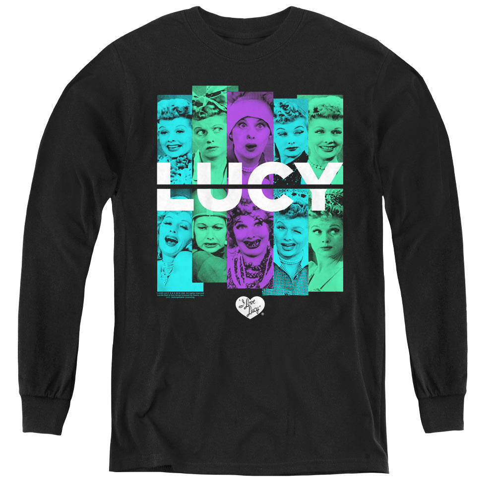AN OFFCIALLY LICENSED I LOVE LUCY SHADES OF LUCY YOUTH LONG SLEEVE T-SHIRT BLACK