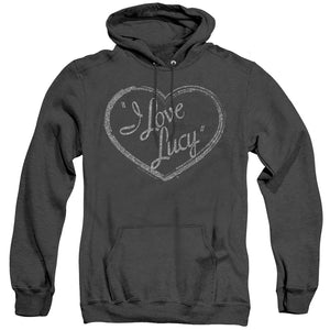 AN OFFCIALLY LICENSED I LOVE LUCY GLITTER LOGO ADULT UNISEX HEATHER PULLOVER HOODIE BLACK