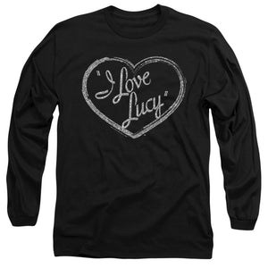 AN OFFCIALLY LICENSED I LOVE LUCY GLITTER LOGO MEN'S LONG SLEEVE T-SHIRT BLACK