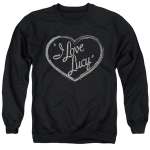 AN OFFCIALLY LICENSED I LOVE LUCY GLITTER LOGO ADULT UNISEX CREWNECK SWEATSHIRT BLACK