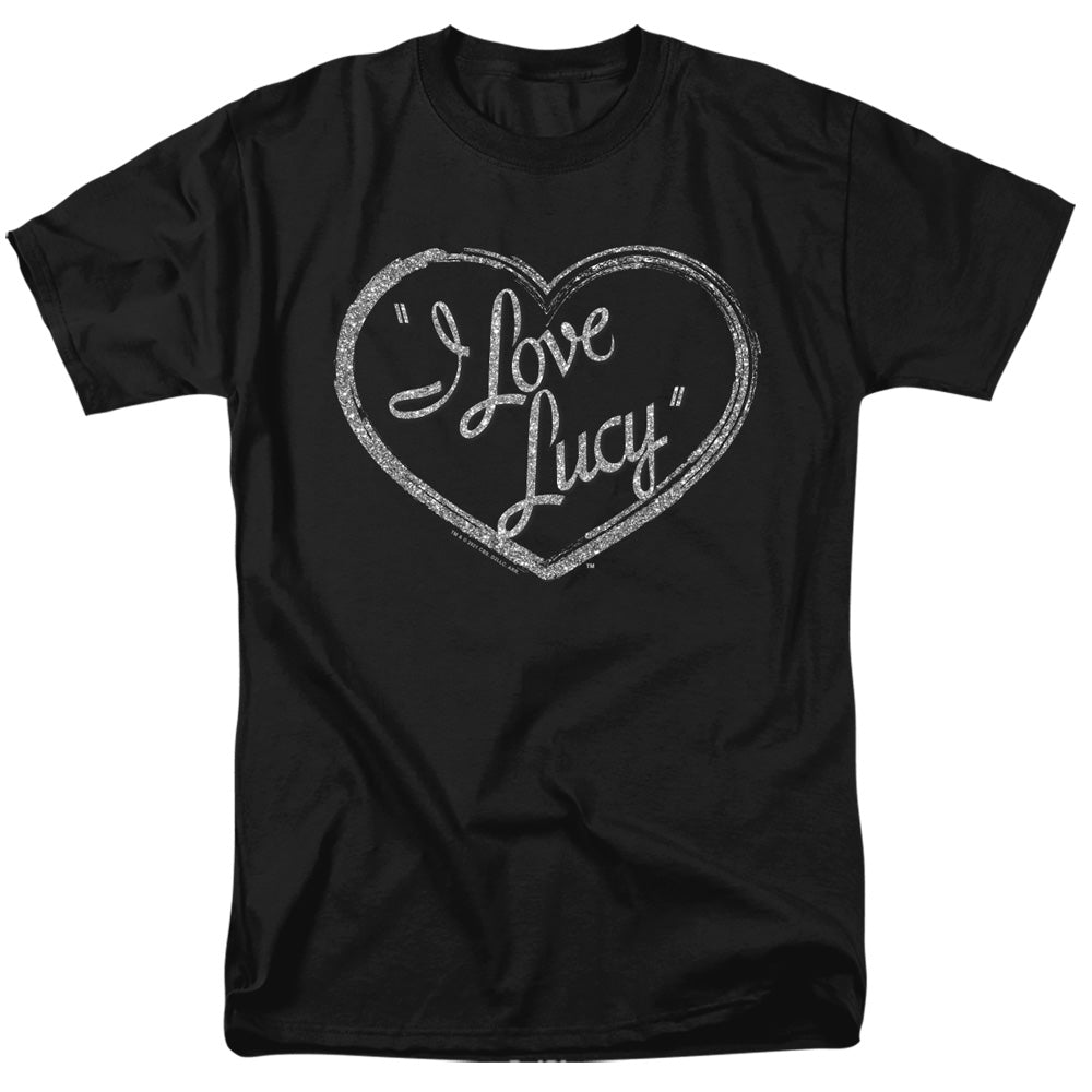 AN OFFCIALLY LICENSED I LOVE LUCY GLITTER LOGO MEN'S REGULAR FIT T-SHIRT BLACK