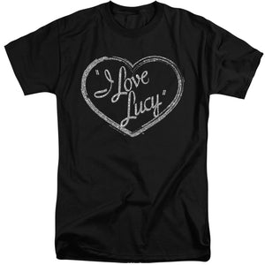 AN OFFCIALLY LICENSED I LOVE LUCY GLITTER LOGO MEN'S TALL FIT T-SHIRT BLACK
