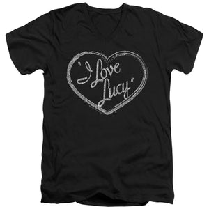 AN OFFCIALLY LICENSED I LOVE LUCY GLITTER LOGO MEN'S V-NECK T-SHIRT BLACK