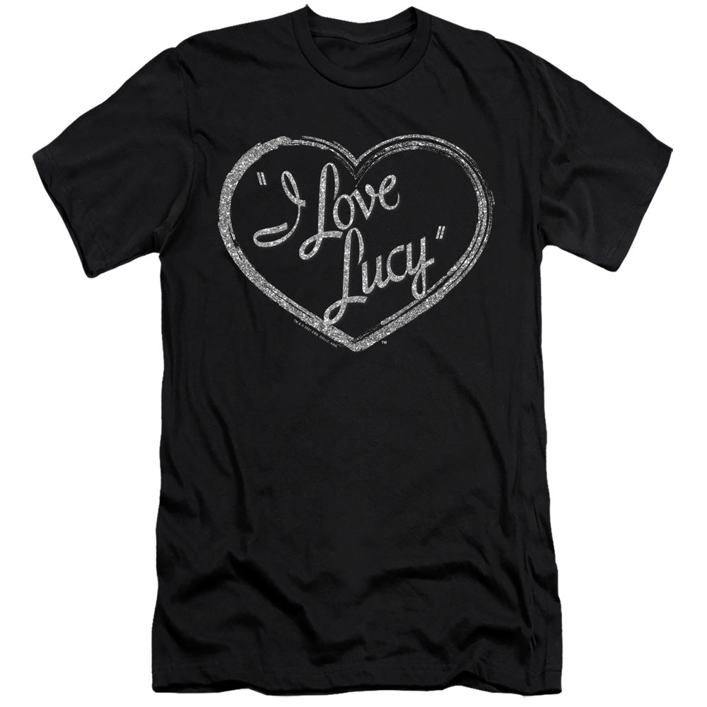 AN OFFCIALLY LICENSED I LOVE LUCY GLITTER LOGO MEN'S PREMIUM SLIM FIT T-SHIRT BLACK