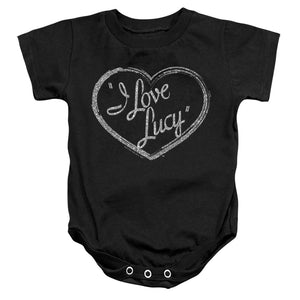 AN OFFCIALLY LICENSED I LOVE LUCY GLITTER LOGO BABY BODYSUIT BLACK