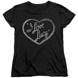 AN OFFCIALLY LICENSED I LOVE LUCY GLITTER LOGO WOMEN'S REGULAR FIT T-SHIRT BLACK
