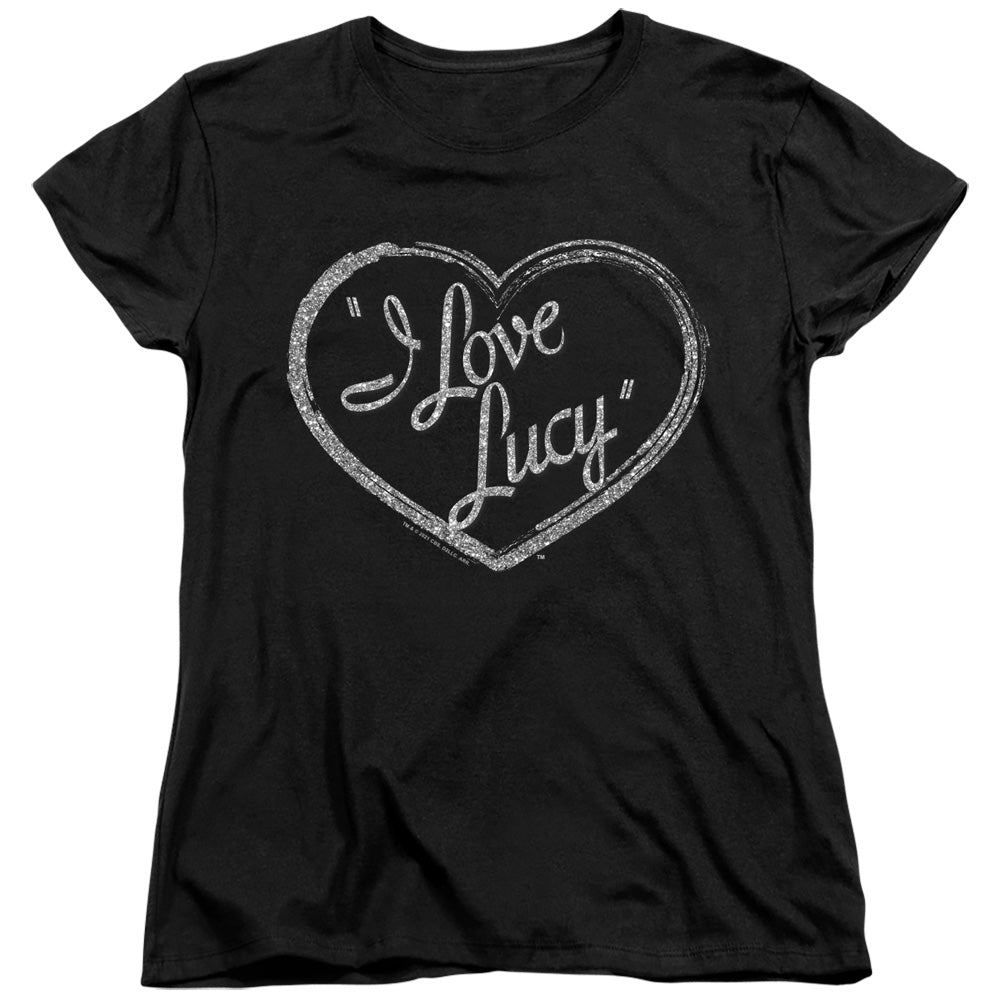 AN OFFCIALLY LICENSED I LOVE LUCY GLITTER LOGO WOMEN'S REGULAR FIT T-SHIRT BLACK