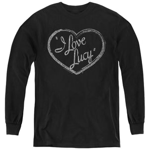 AN OFFCIALLY LICENSED I LOVE LUCY GLITTER LOGO YOUTH LONG SLEEVE T-SHIRT BLACK