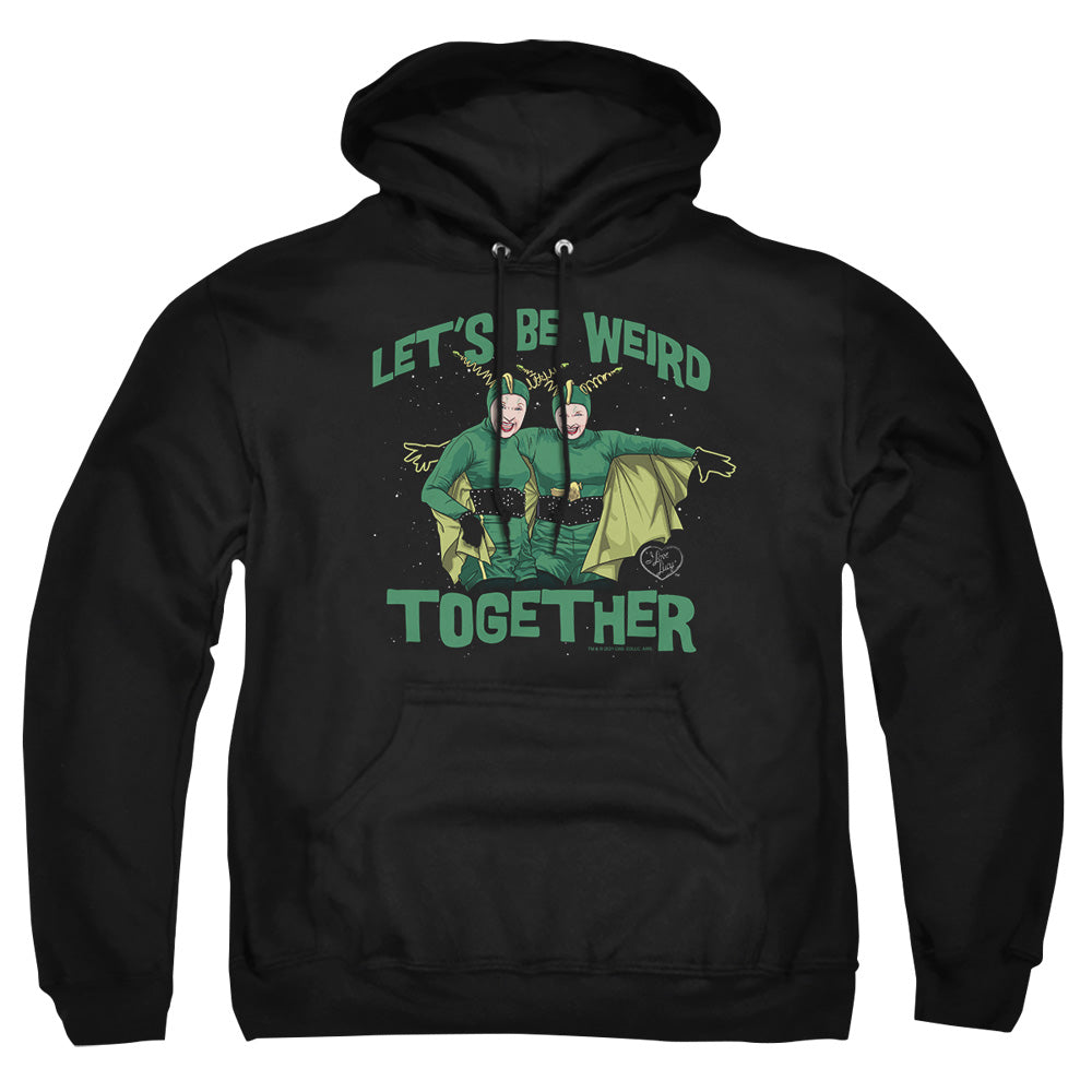 AN OFFCIALLY LICENSED I LOVE LUCY WEIRD TOGETHER ADULT UNISEX PULLOVER HOODIE BLACK