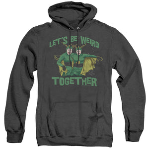 AN OFFCIALLY LICENSED I LOVE LUCY WEIRD TOGETHER ADULT UNISEX HEATHER PULLOVER HOODIE BLACK