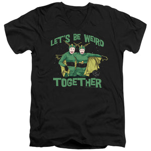 AN OFFCIALLY LICENSED I LOVE LUCY WEIRD TOGETHER MEN'S V-NECK T-SHIRT BLACK