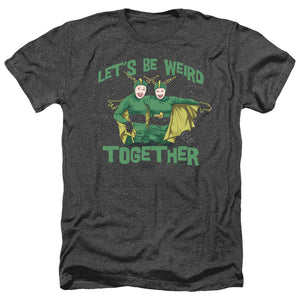 AN OFFCIALLY LICENSED I LOVE LUCY WEIRD TOGETHER MEN'S HEATHER T-SHIRT CHARCOAL