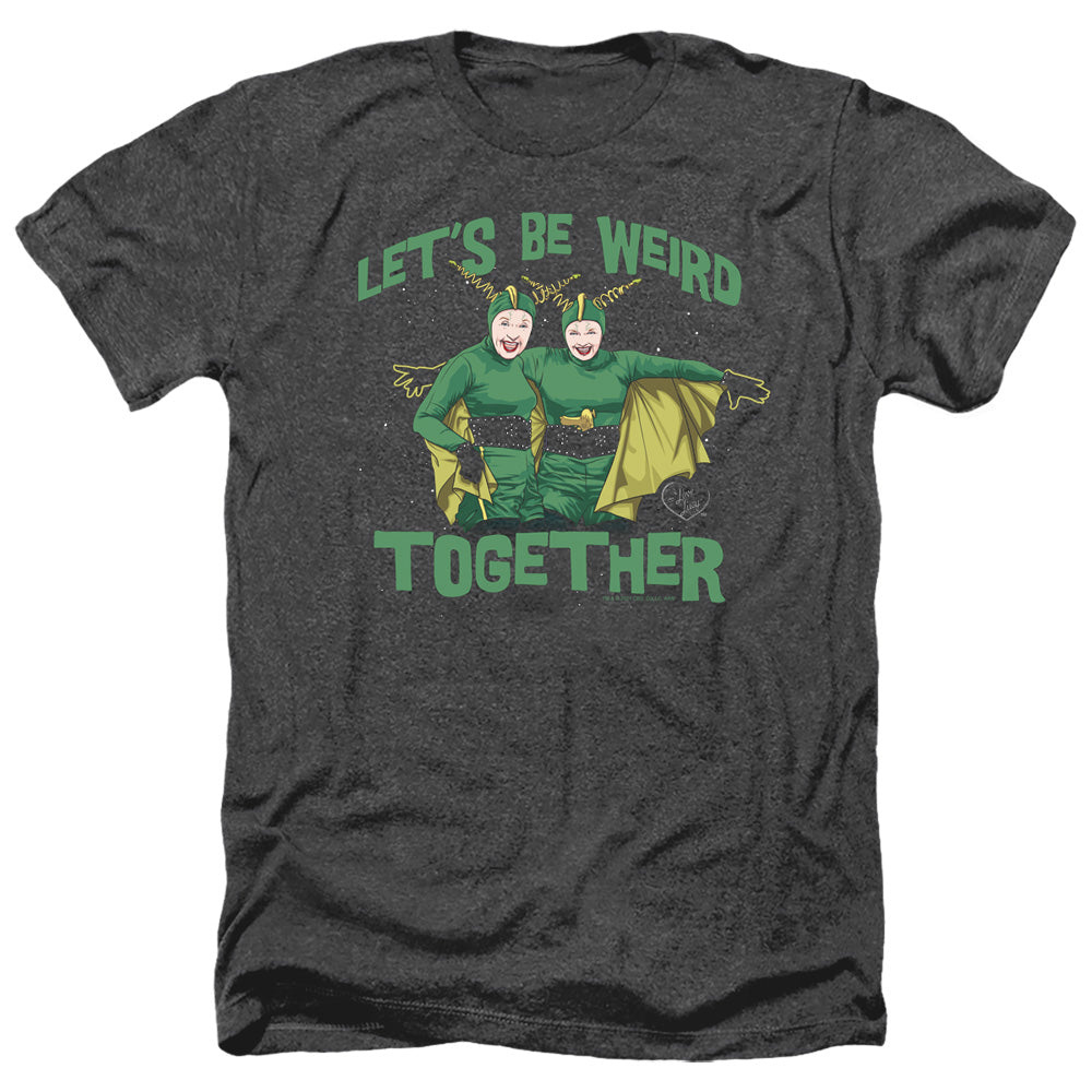 AN OFFCIALLY LICENSED I LOVE LUCY WEIRD TOGETHER MEN'S HEATHER T-SHIRT CHARCOAL