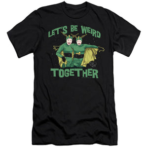 AN OFFCIALLY LICENSED I LOVE LUCY WEIRD TOGETHER MEN'S PREMIUM SLIM FIT T-SHIRT BLACK