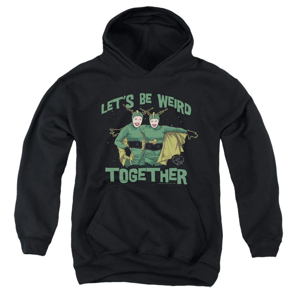 AN OFFCIALLY LICENSED I LOVE LUCY WEIRD TOGETHER YOUTH HOODIE BLACK