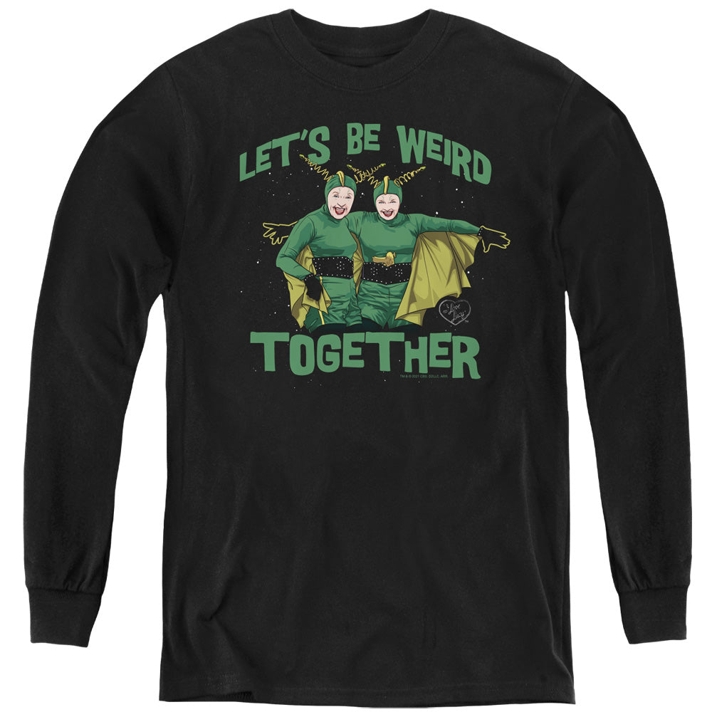 AN OFFCIALLY LICENSED I LOVE LUCY WEIRD TOGETHER YOUTH LONG SLEEVE T-SHIRT BLACK