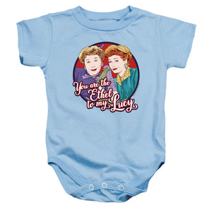 AN OFFCIALLY LICENSED I LOVE LUCY ETHEL TO MY LUCY BABY BODYSUIT LIGHT BLUE