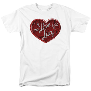 AN OFFCIALLY LICENSED I LOVE LUCY RED GLITTER 75 MEN'S REGULAR FIT T-SHIRT WHITE