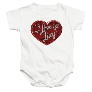 AN OFFCIALLY LICENSED I LOVE LUCY RED GLITTER 75 BABY BODYSUIT WHITE