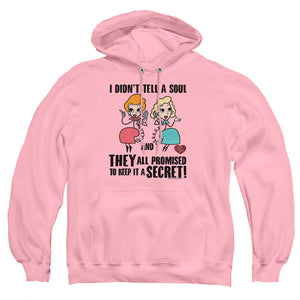 AN OFFCIALLY LICENSED I LOVE LUCY GOSSIP PROMISES ADULT UNISEX PULLOVER HOODIE PINK