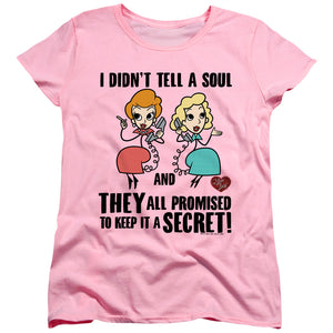 AN OFFCIALLY LICENSED I LOVE LUCY GOSSIP PROMISES WOMEN'S REGULAR FIT T-SHIRT PINK