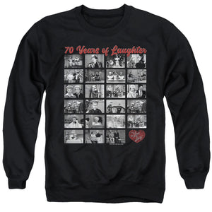 AN OFFCIALLY LICENSED I LOVE LUCY FILM STRIP ADULT UNISEX CREWNECK SWEATSHIRT BLACK